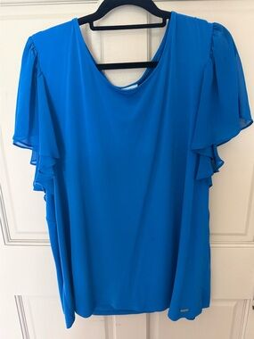 Calvin Klein Bright Ruffle Sleeve Blouse